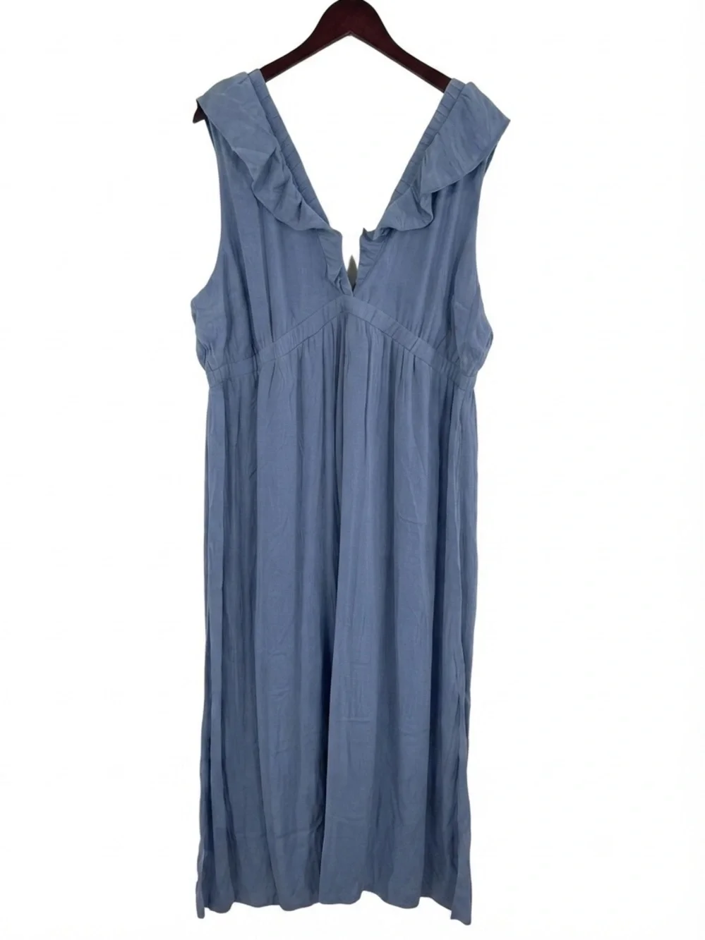 Derek Heart Dusty Blue Ruffle-Back Midi Dress - Picture 2 of 6